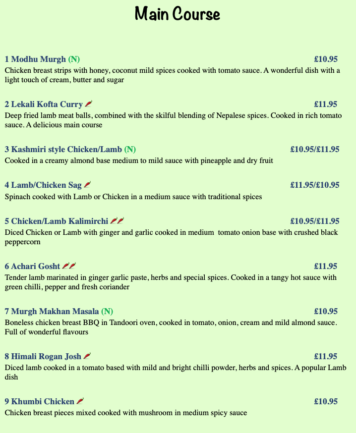 Menu Basmati Nepalese And Indian Cuisine-6