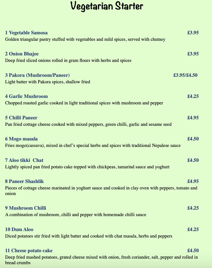 Menu Basmati Nepalese And Indian Cuisine-7