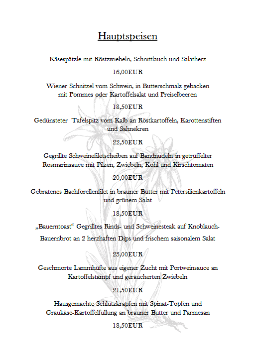 Menu Bauerngasthaus Draxl's Stuben-1