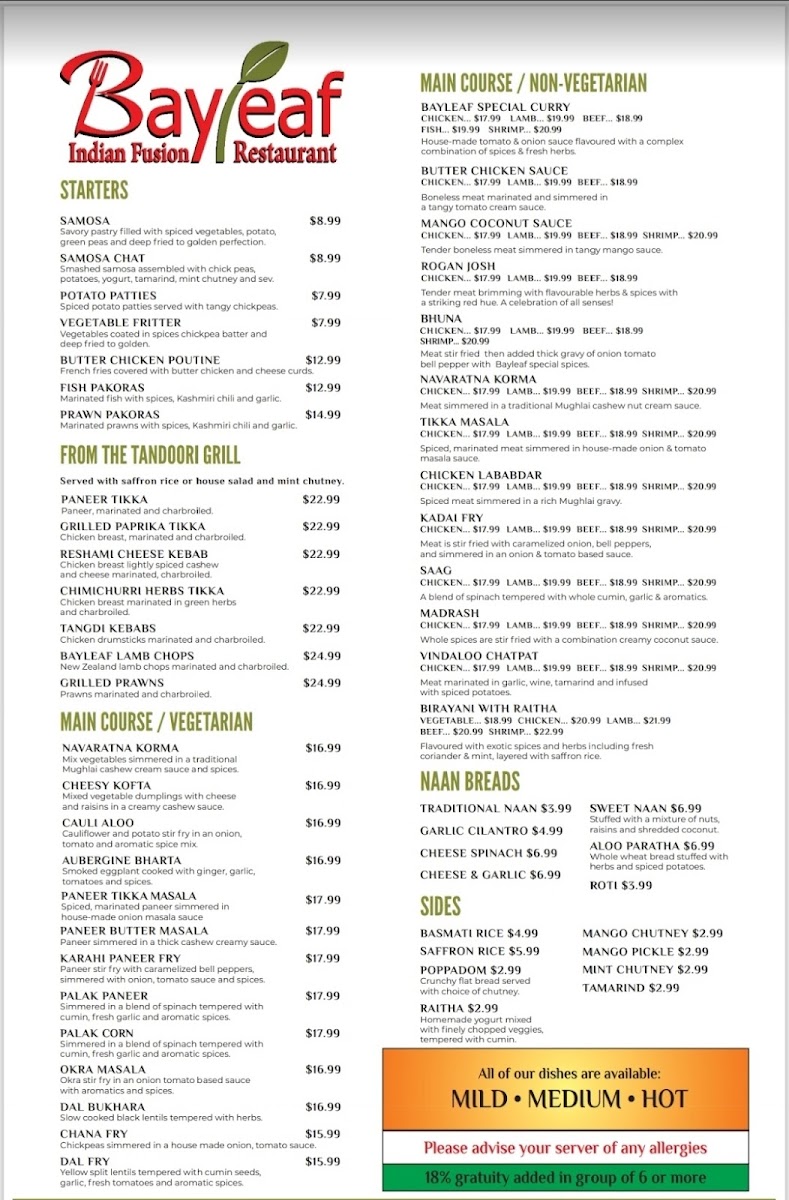 Menu Bay Leaf Indian Fusion-Cranbrook-1