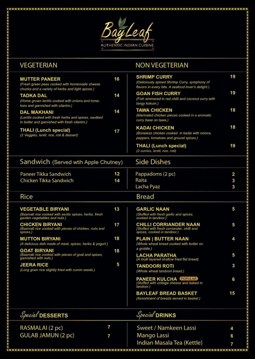 Menu Bayleaf Authentic Indian Cuisine-1