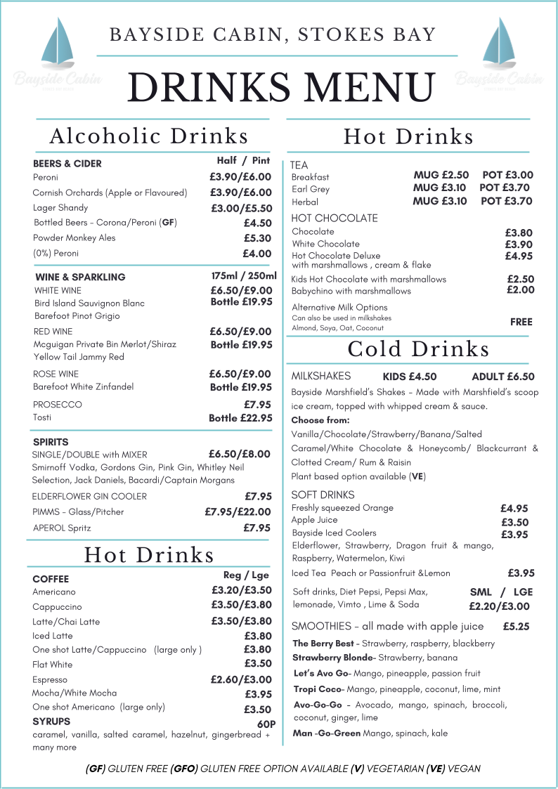 Menu Bayside Cabin-3