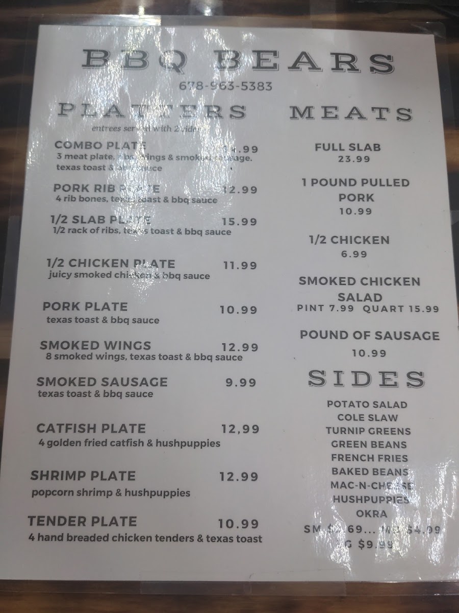 Menu Bbq Bears Restaurant & Catering-6