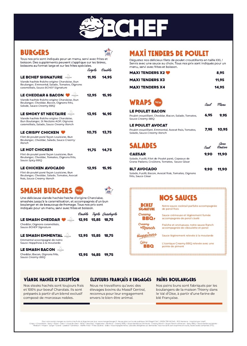 Menu Bchef Burgers - Trélissac La Feuilleraie-2
