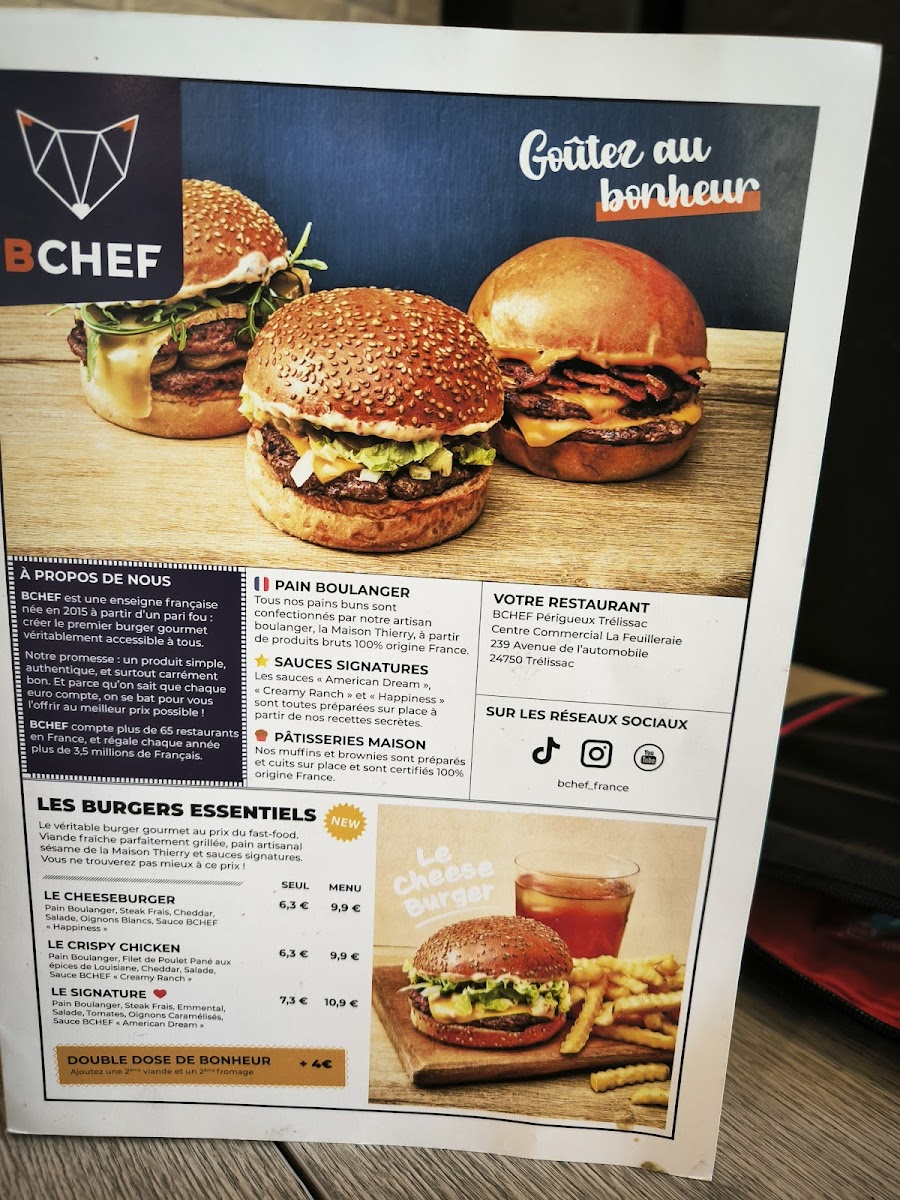 Menu Bchef Burgers - Trélissac La Feuilleraie-3