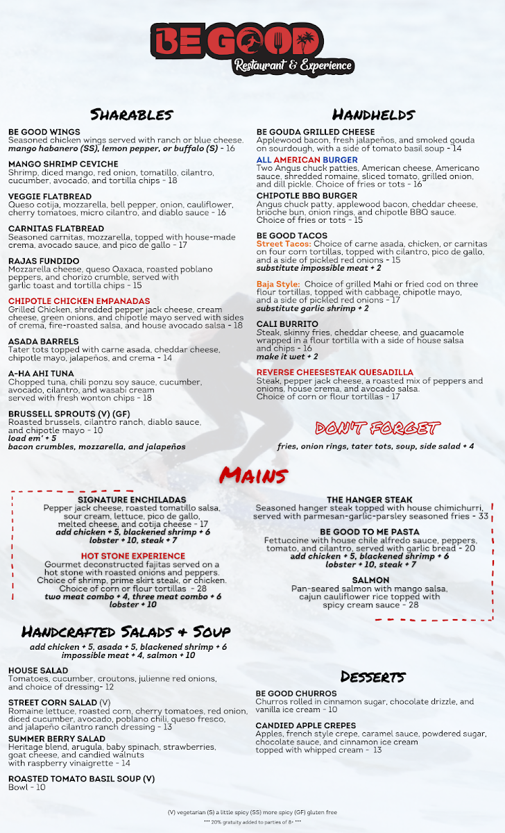 Menu Be Good Restaurant & Experience - Huntington Beach-2