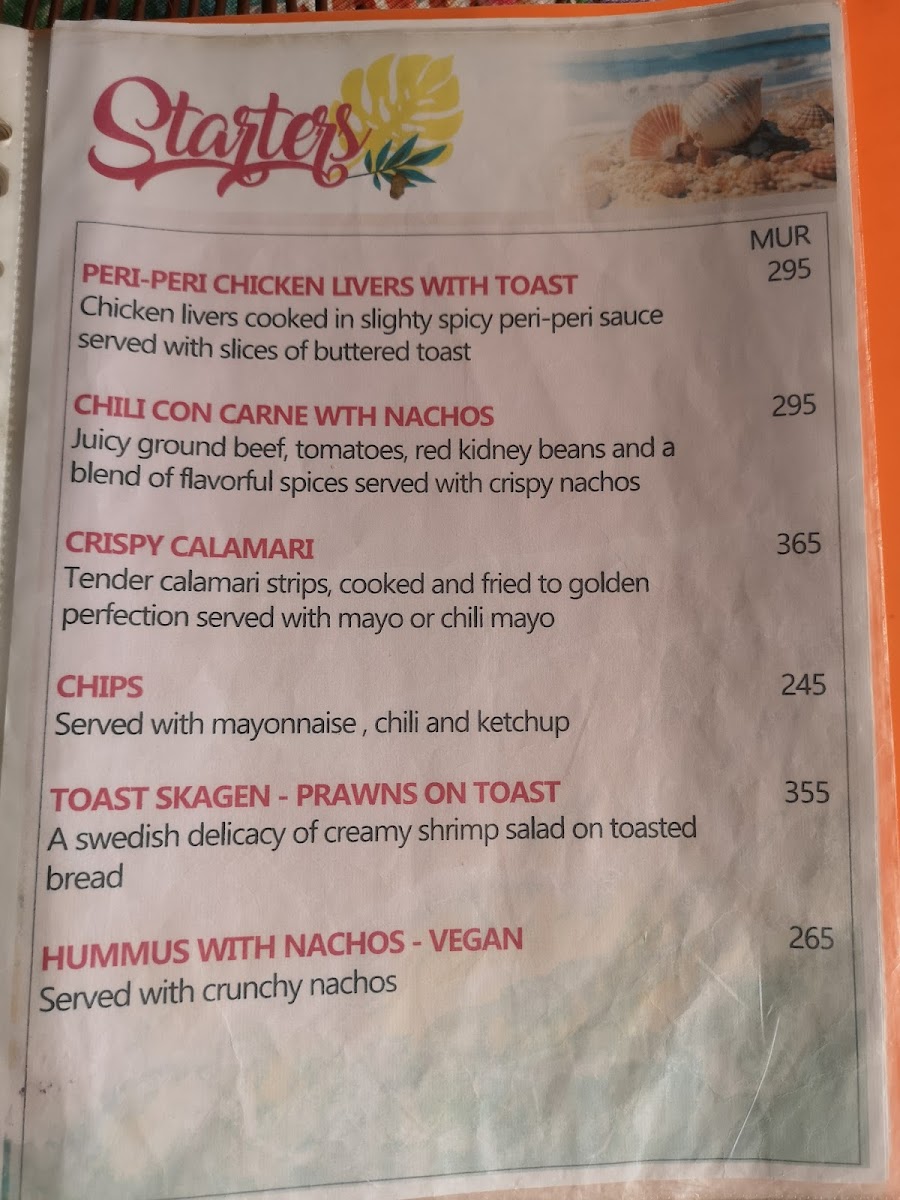 Menu Beach Hut - Trou Aux Biches-1