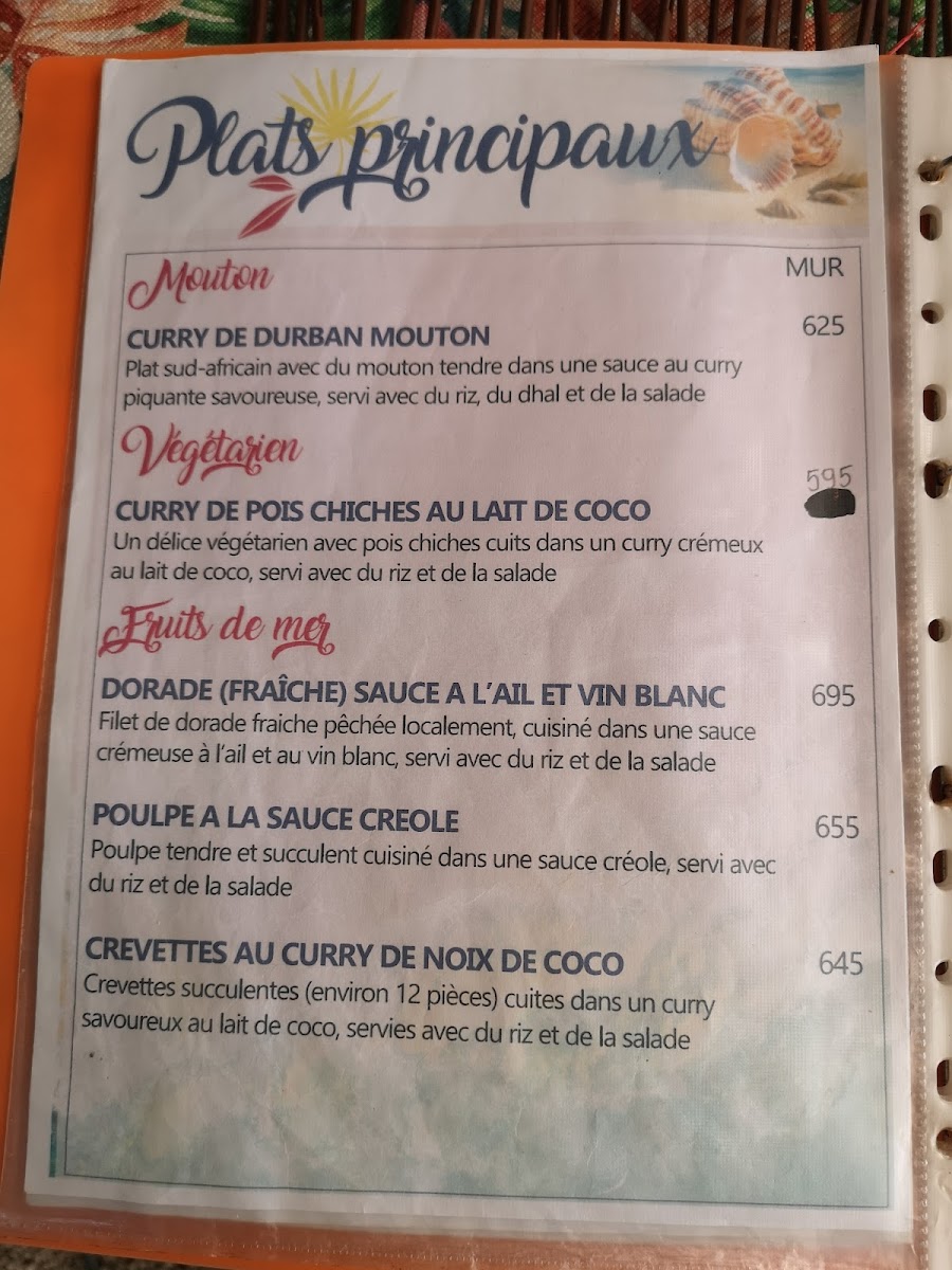Menu Beach Hut - Trou Aux Biches-10