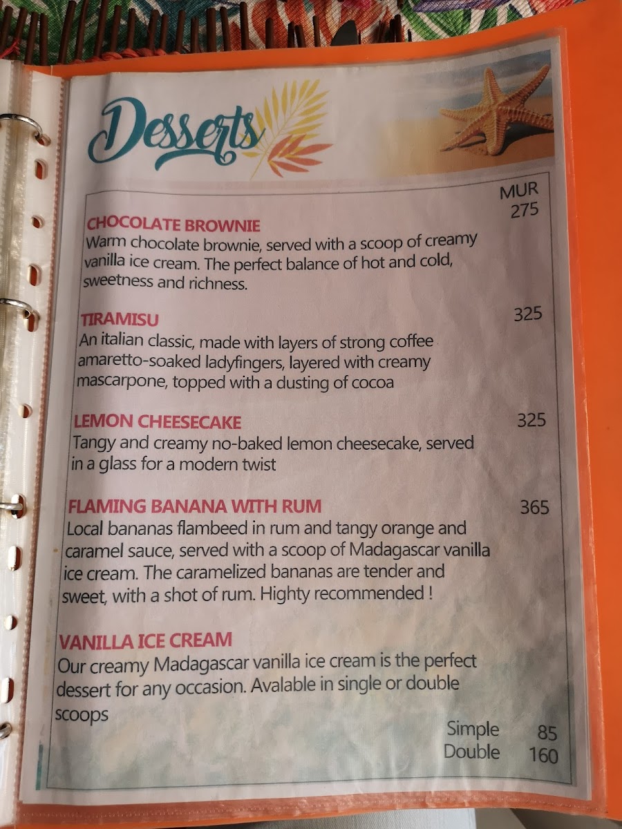 Menu Beach Hut - Trou Aux Biches-2