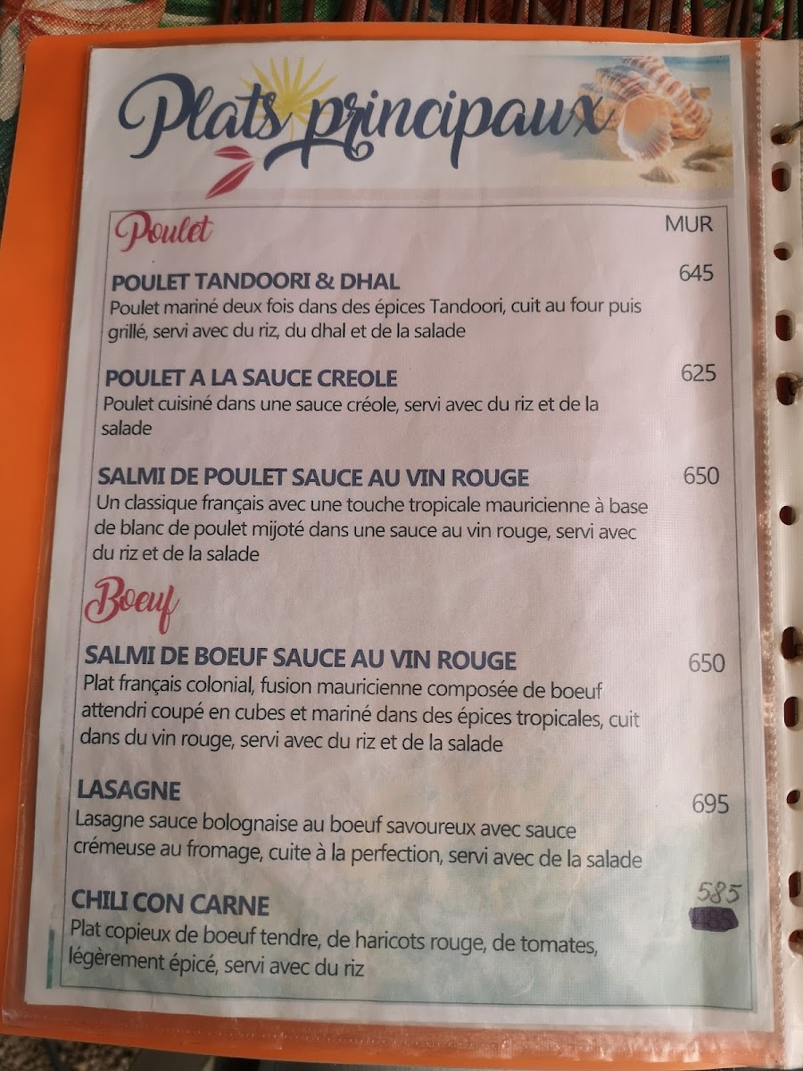 Menu Beach Hut - Trou Aux Biches-6