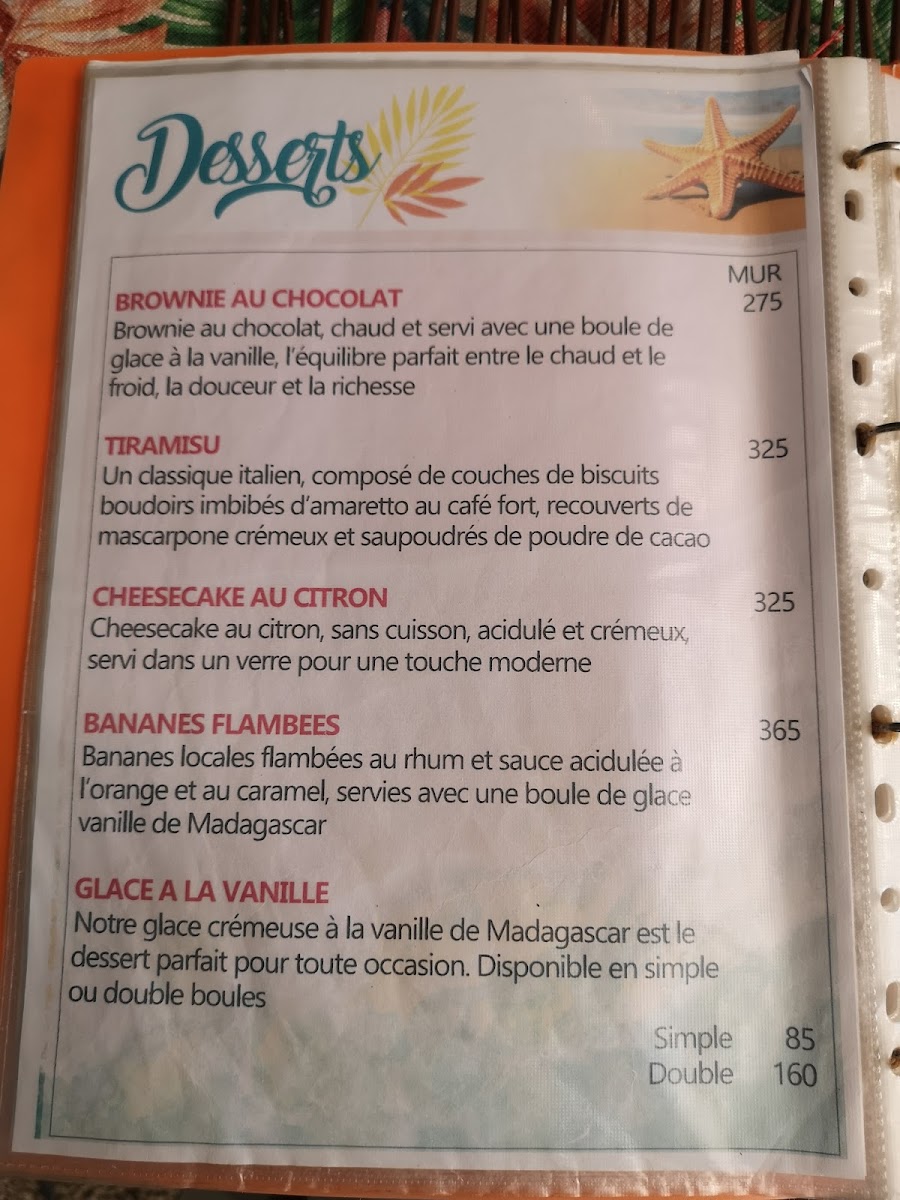 Menu Beach Hut - Trou Aux Biches-8
