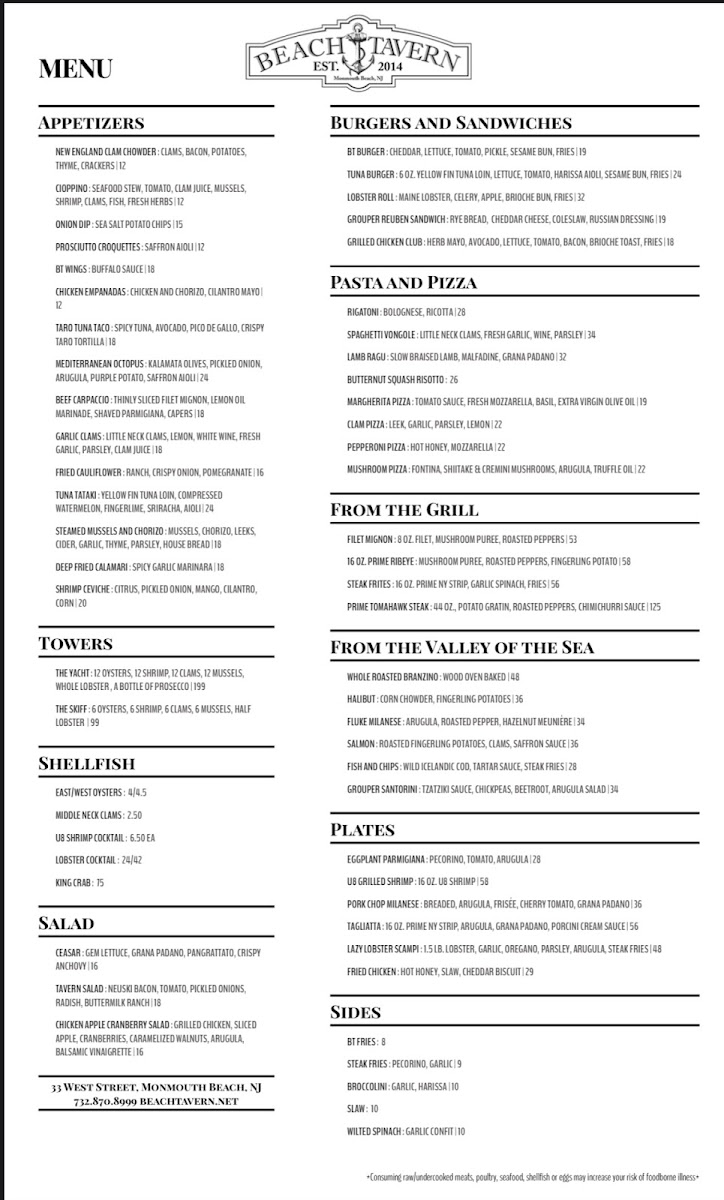 Menu Beach Tavern-7