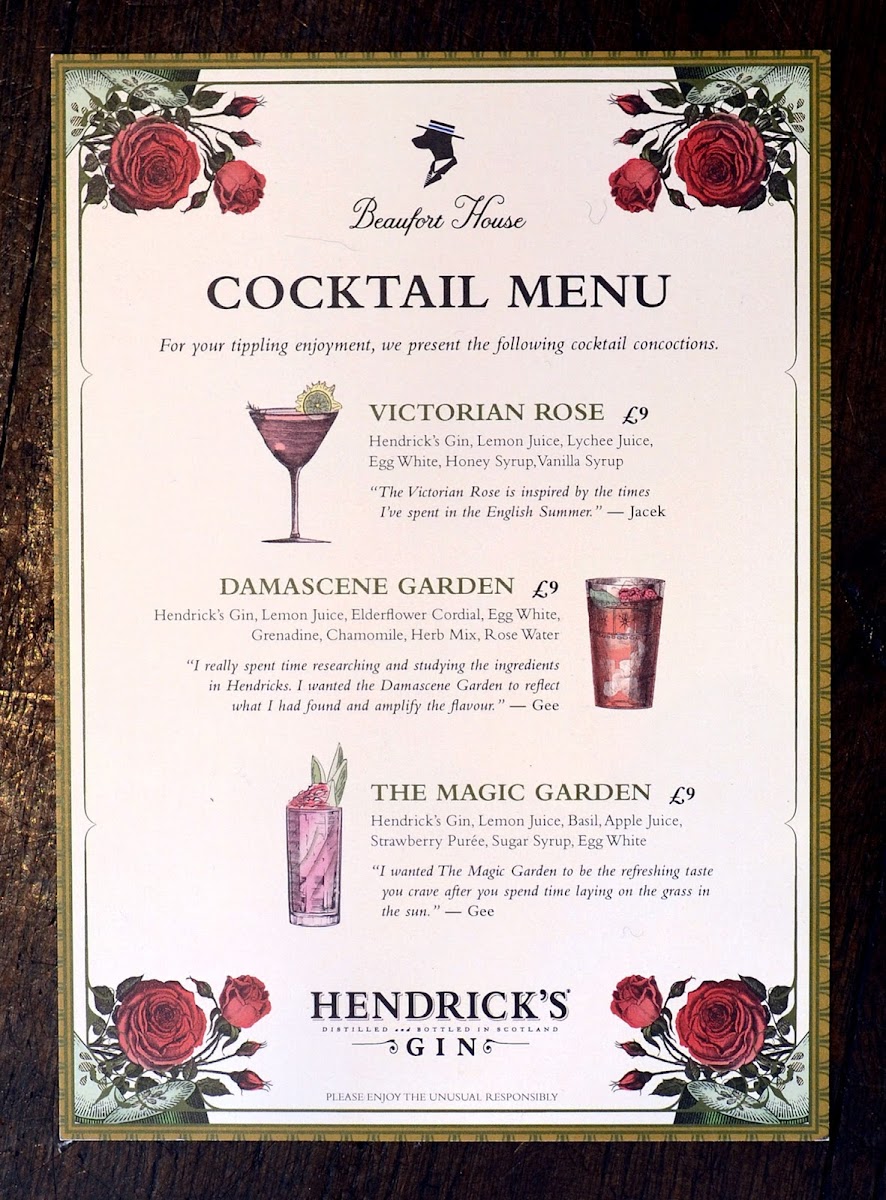 Menu Beaufort House Chelsea-1