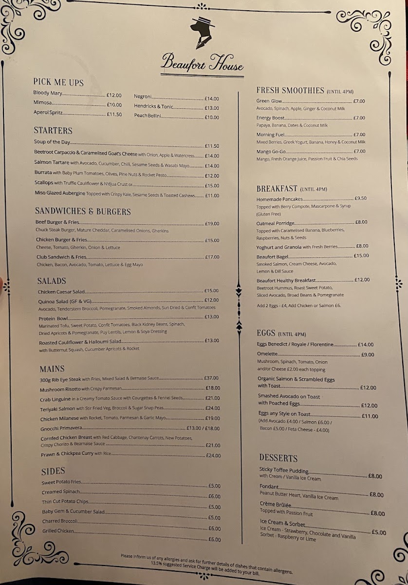 Menu Beaufort House Chelsea-2