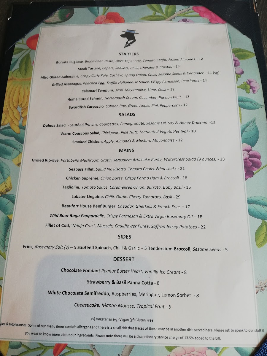 Menu Beaufort House Chelsea-4