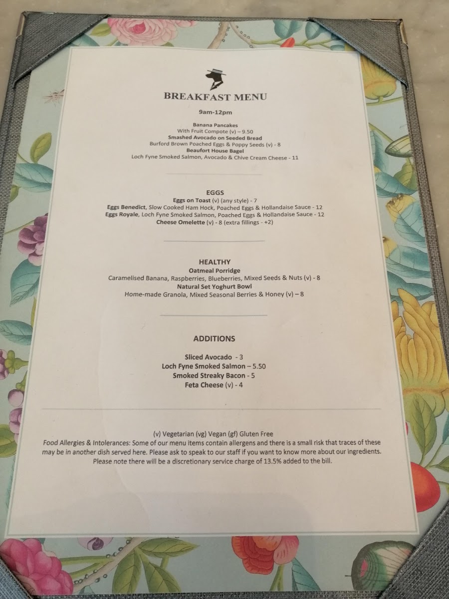 Menu Beaufort House Chelsea-5