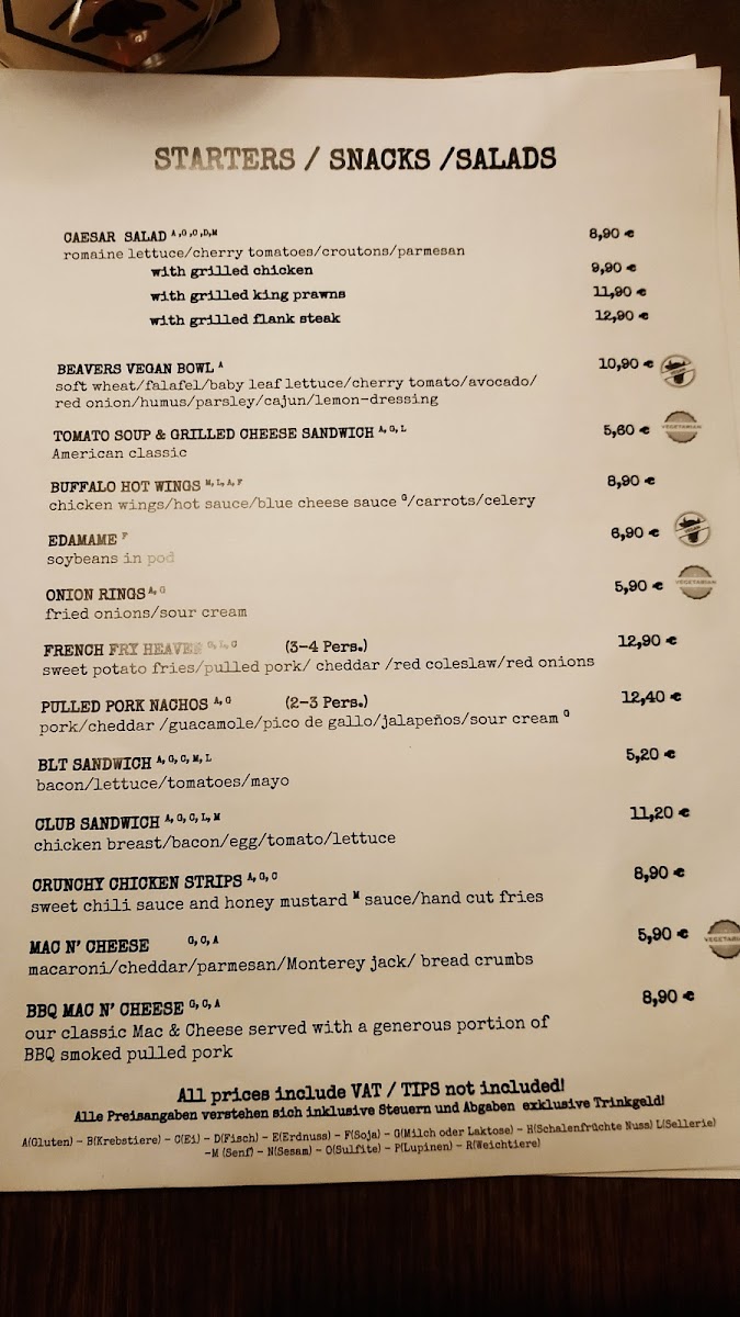 Menu Beavers Pub-7