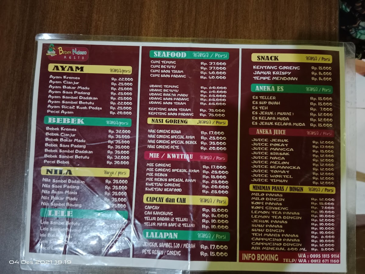 Menu Bebek Ndeso Dan Djoyo Homestay-1