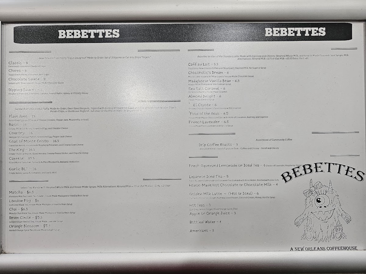 Menu Bebettes: A New Orleans Coffeehouse-1