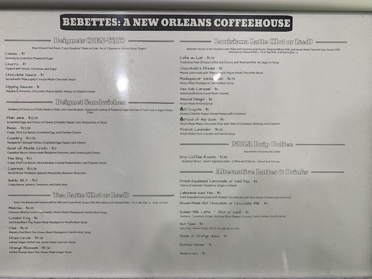 Menu Bebettes: A New Orleans Coffeehouse-3