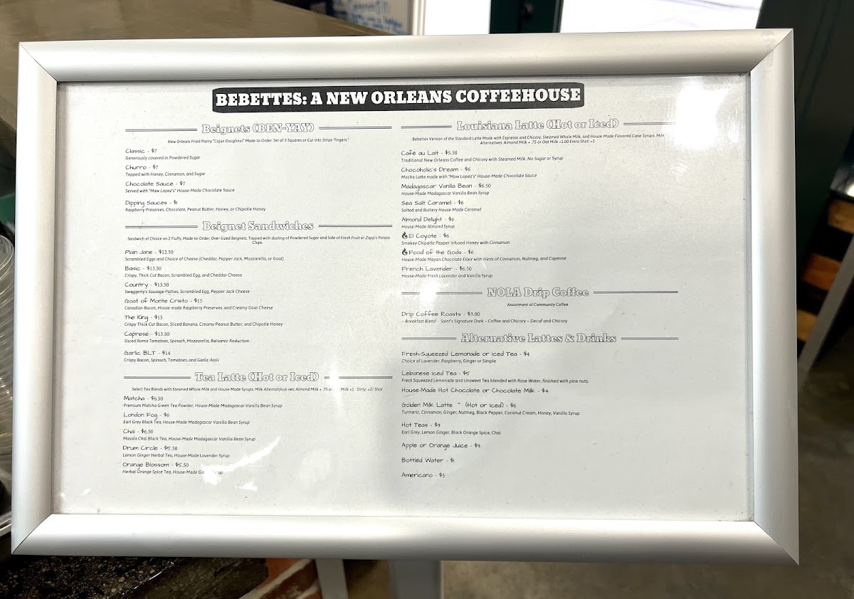 Menu Bebettes: A New Orleans Coffeehouse-7