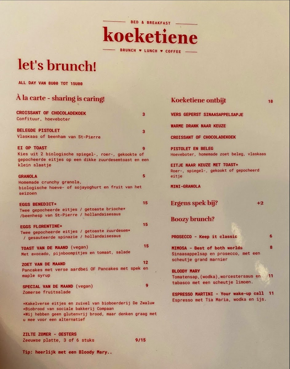 Menu Bed & Breakfast Koeketiene Brunch Lunch Coffee-4