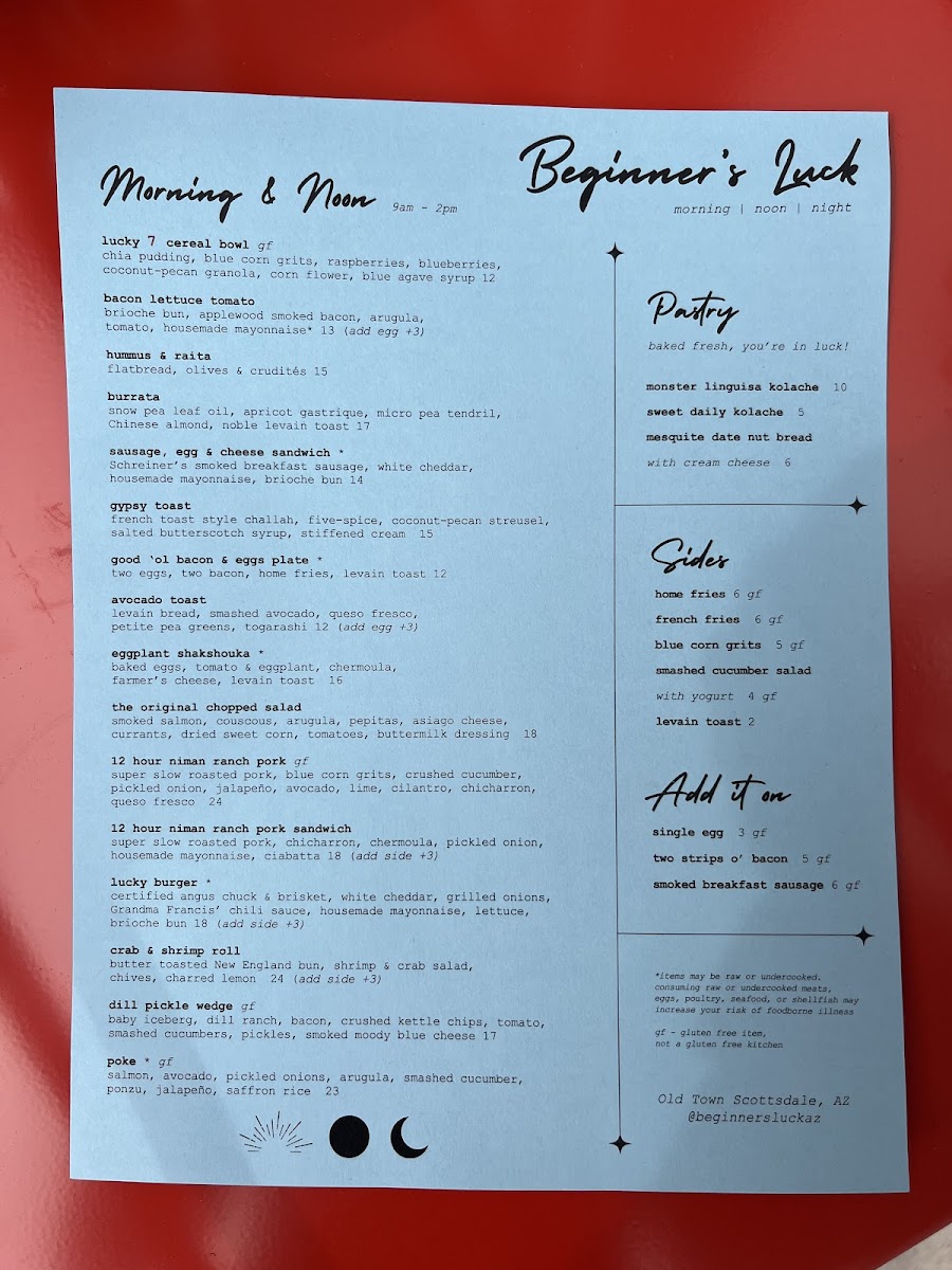 Menu Beginner's Luck-3
