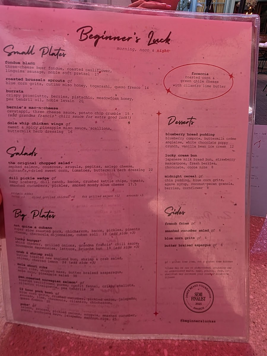 Menu Beginner's Luck-6