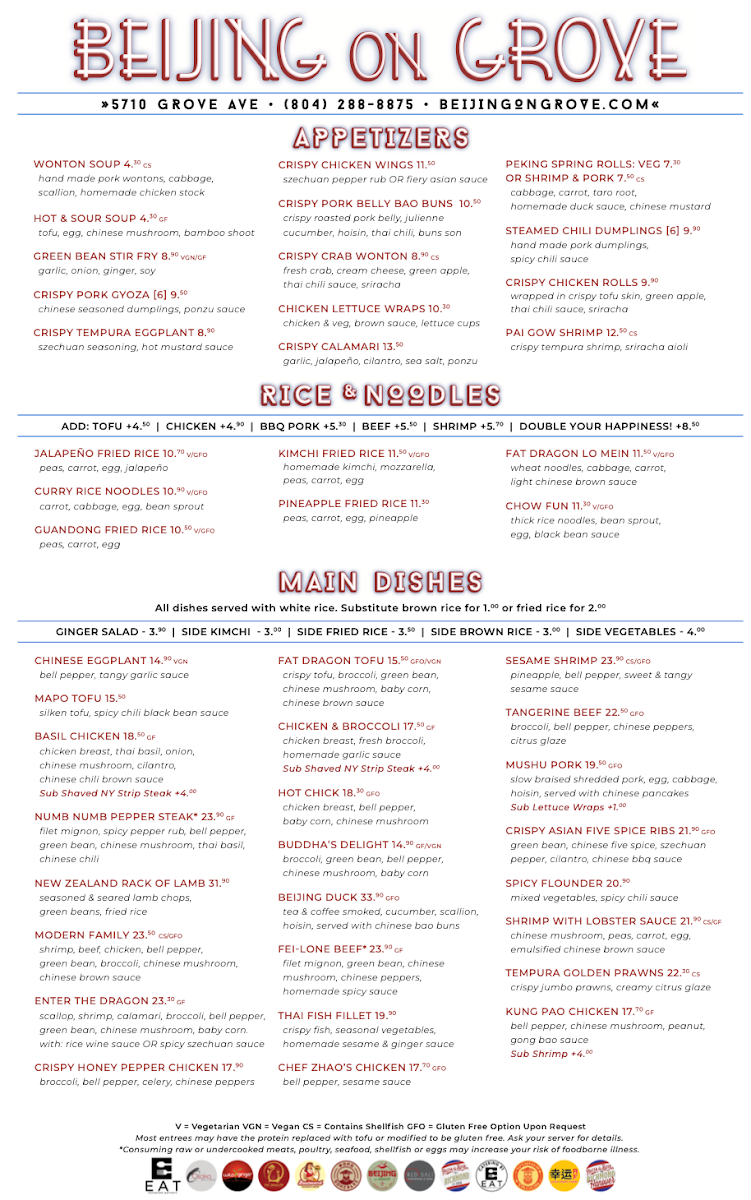 Menu Beijing On Grove-1