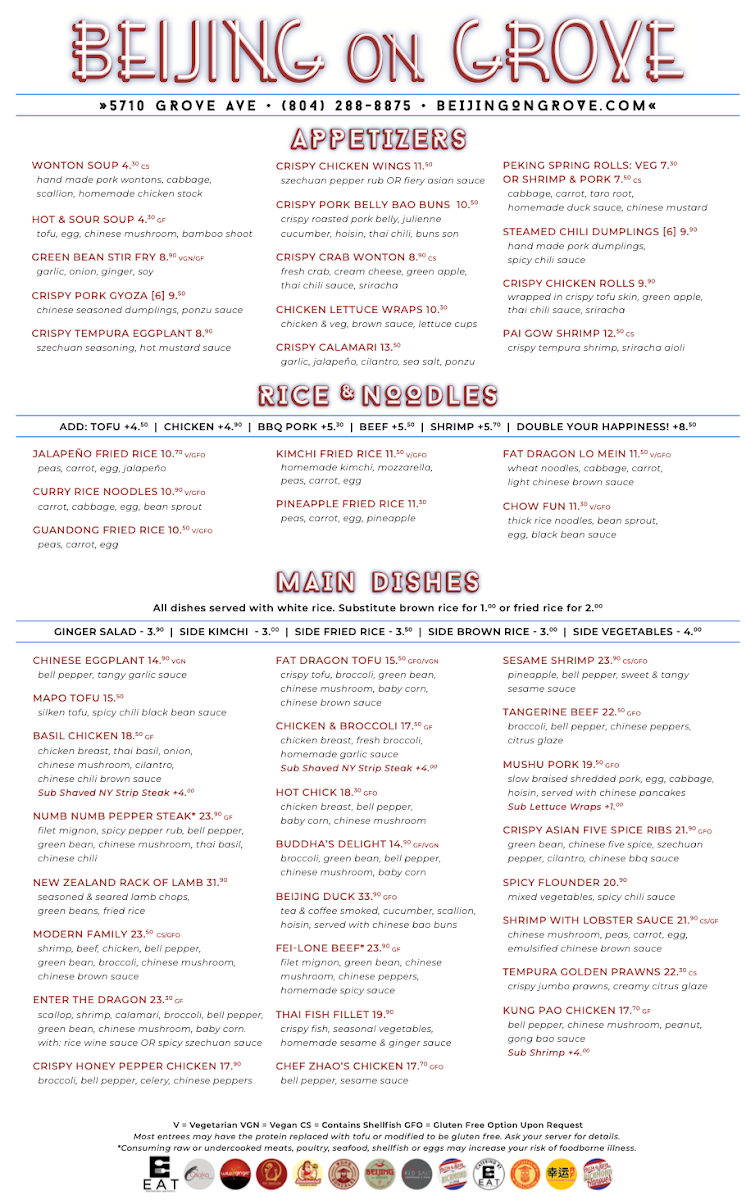 Menu Beijing On Grove-2