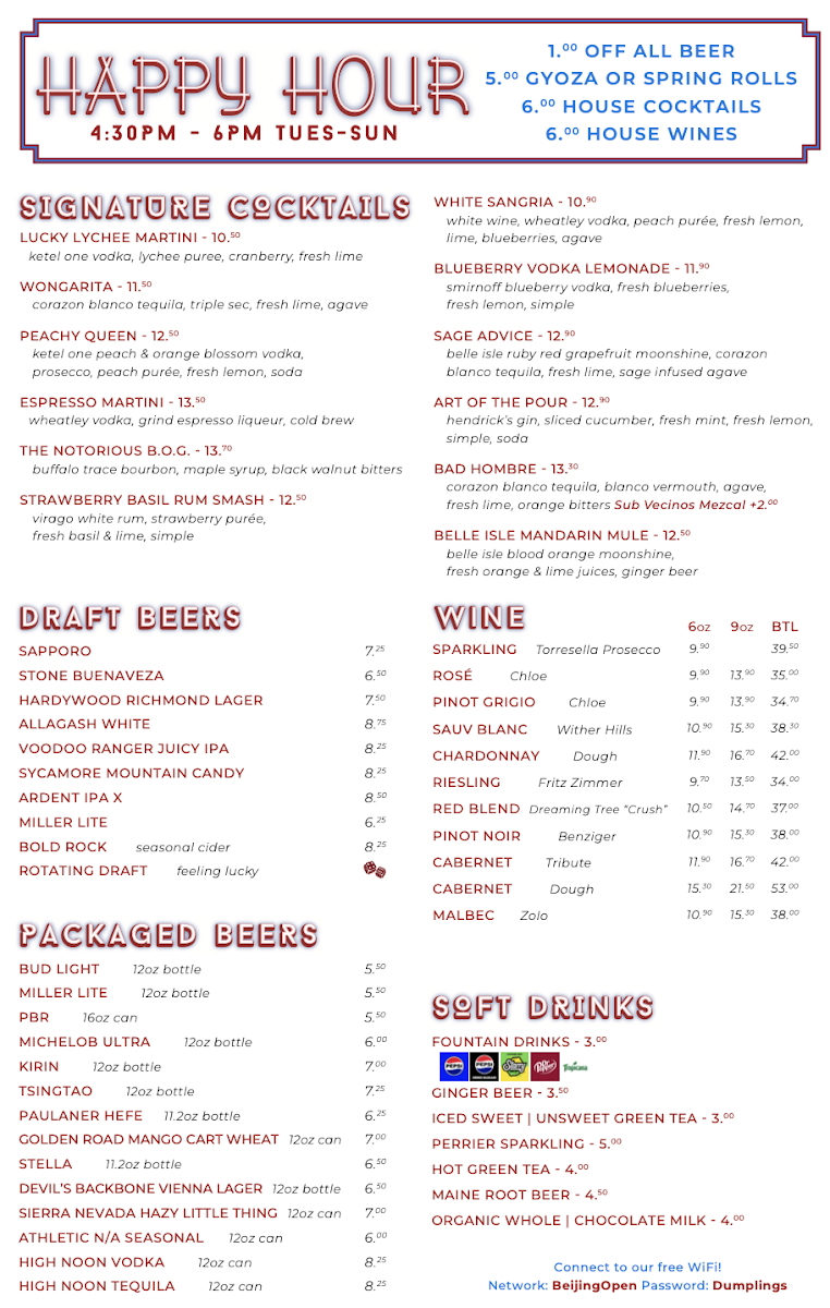 Menu Beijing On Grove-4