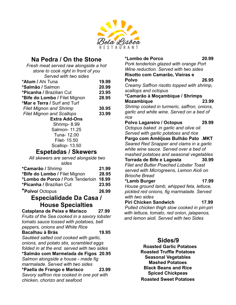 Menu Bela Lisboa Restaurant-1