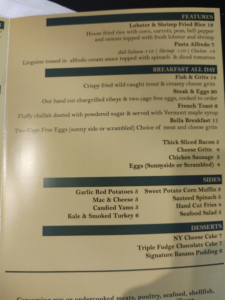 Menu Bella... A Baltimore Crab & Seafood Co.-10