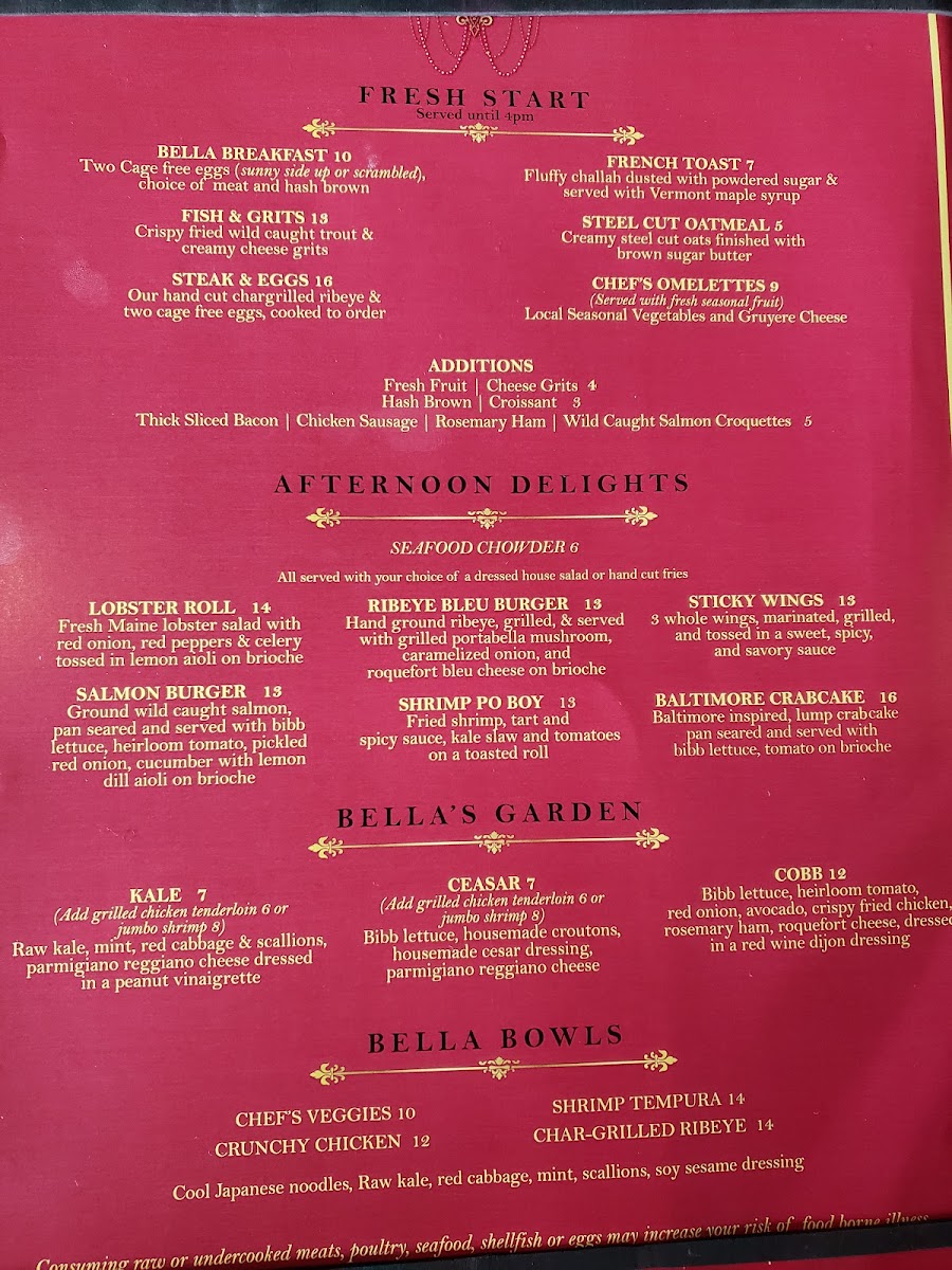 Menu Bella... A Baltimore Crab & Seafood Co.-4