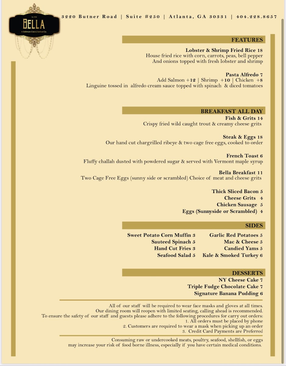 Menu Bella... A Baltimore Crab & Seafood Co.-7