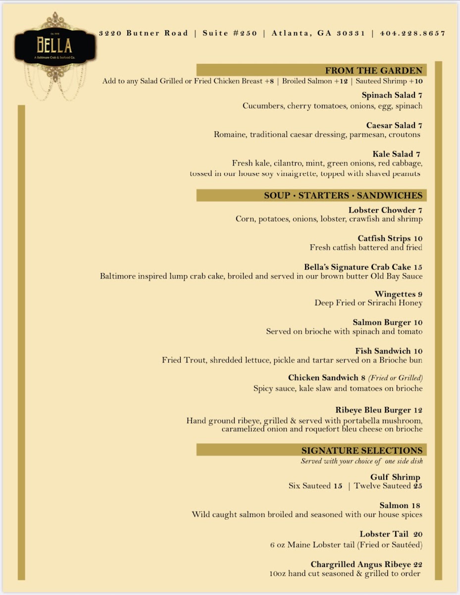 Menu Bella... A Baltimore Crab & Seafood Co.-8