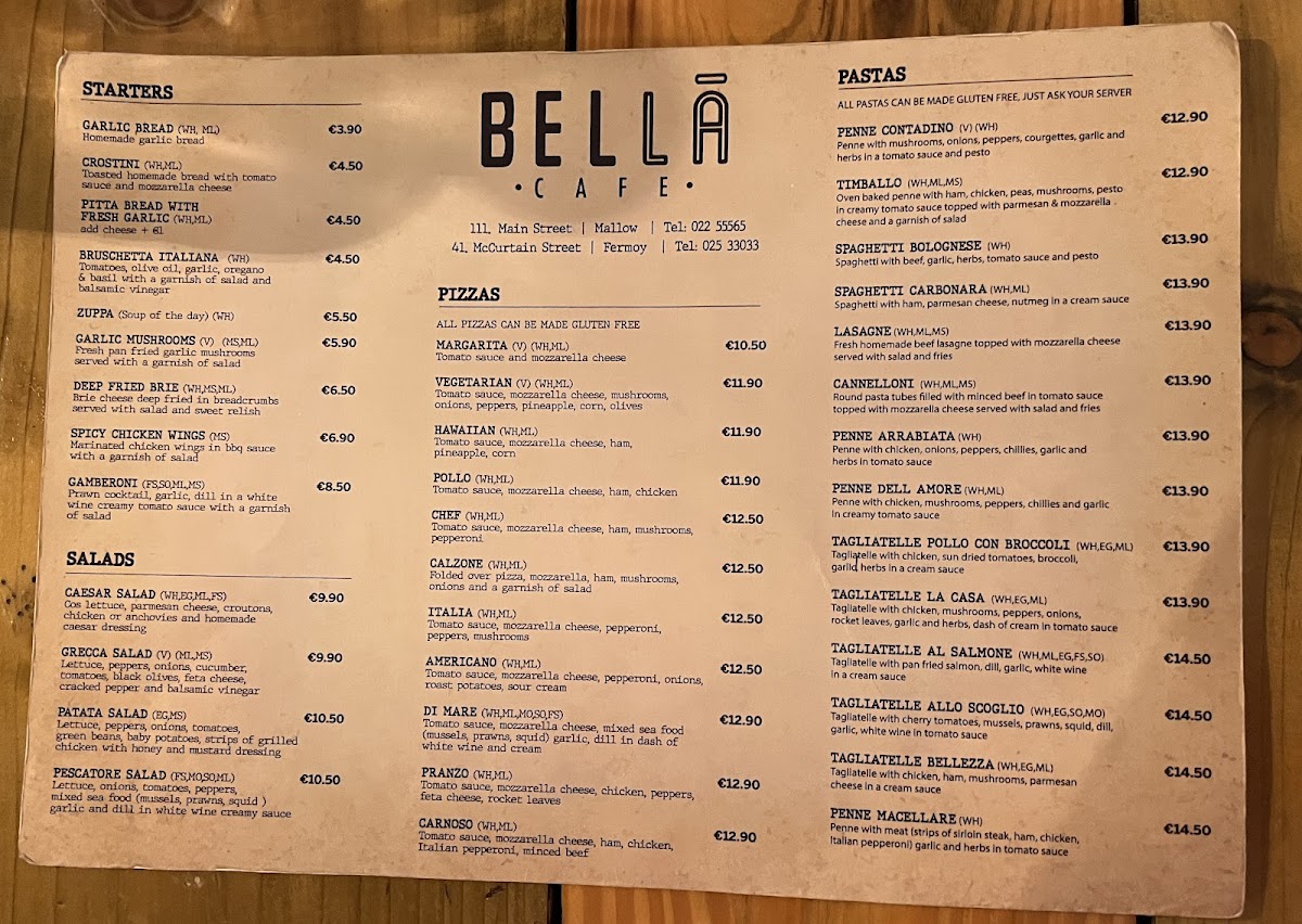 Menu Bella Cafe Fermoy-3