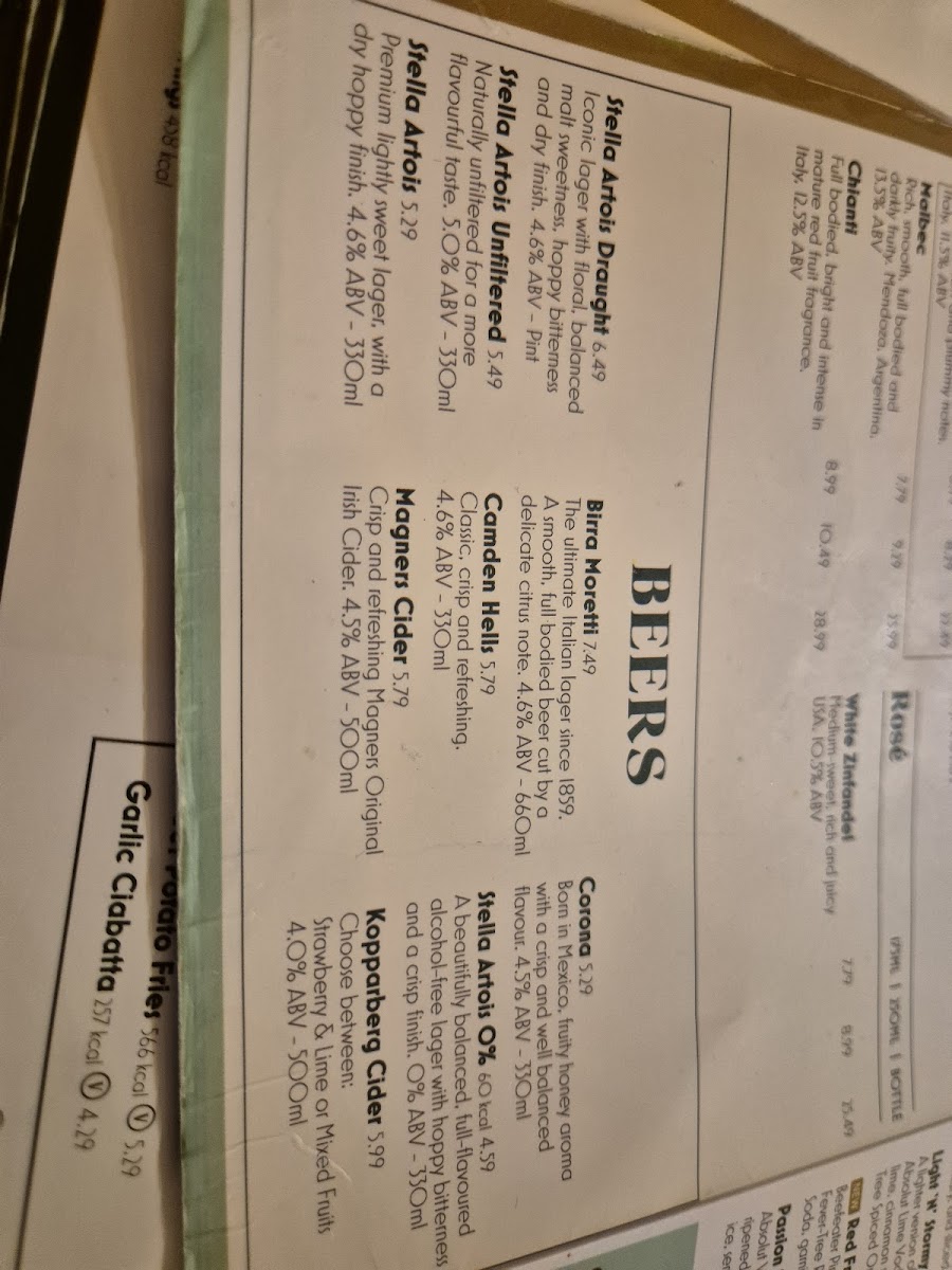 Menu Bella Italia - Center Parcs Sherwood-8