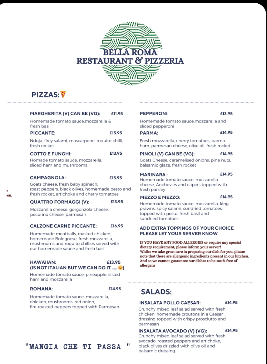 Menu Bella Roma Restaurant & Pizzeria-1