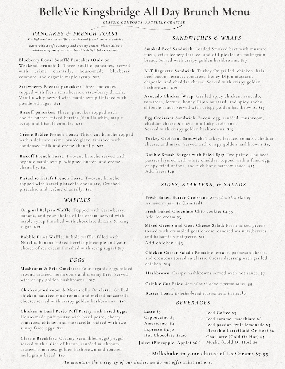 Menu Belle Vie Cafe & Eatery- Mississauga-1