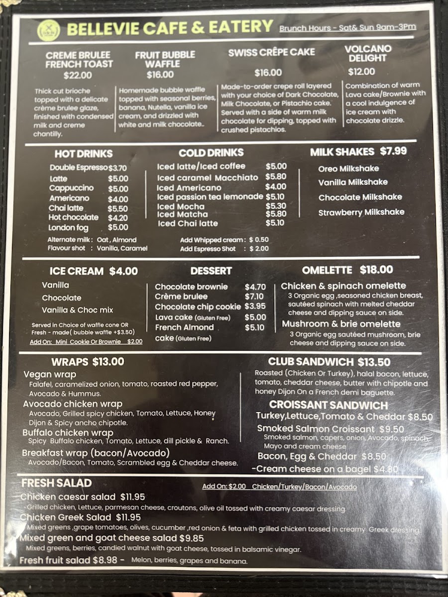 Menu Belle Vie Cafe & Eatery- Mississauga-2