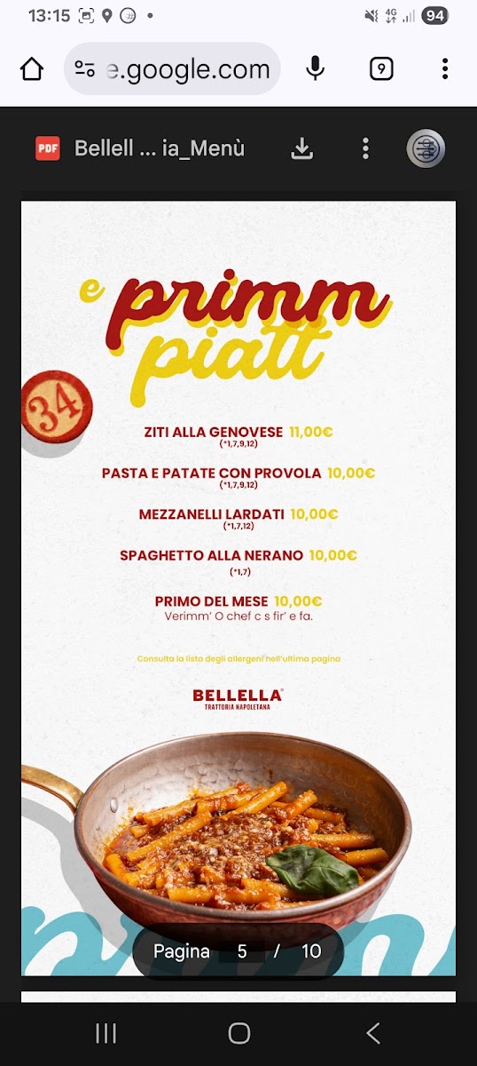 Menu Bellella Trattoria Napoletana-7