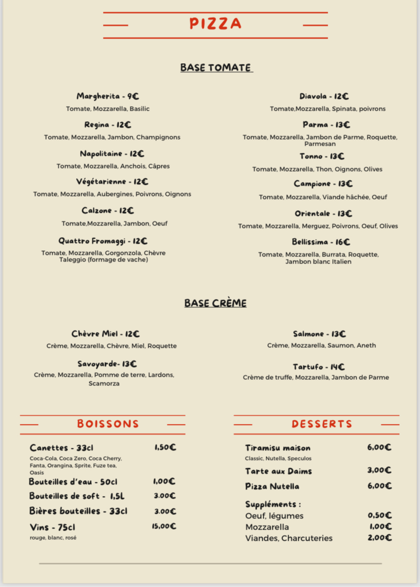 Menu Bellissima Pizza-1