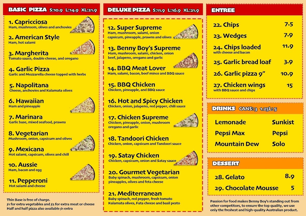 Menu Benny Boy's Pizza-1