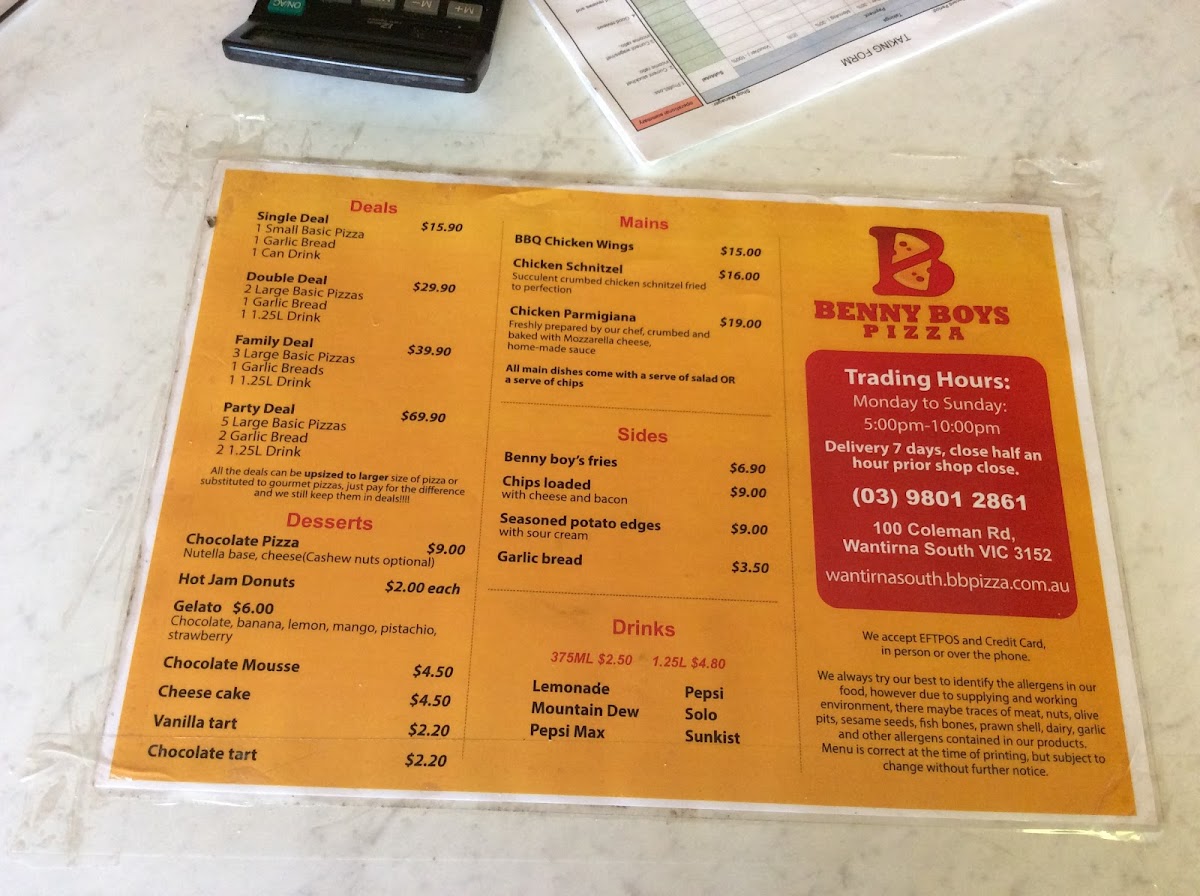 Menu Benny Boy's Pizza-10
