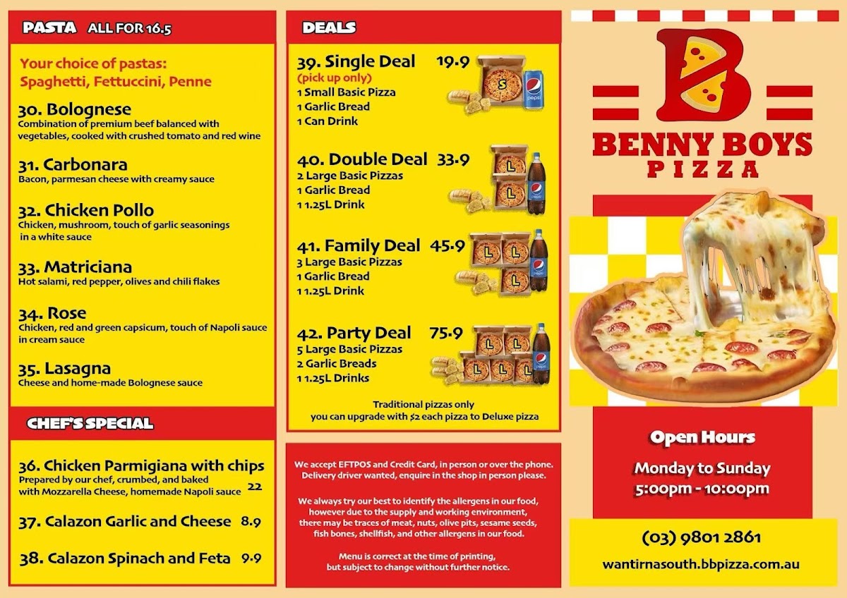 Menu Benny Boy's Pizza-2