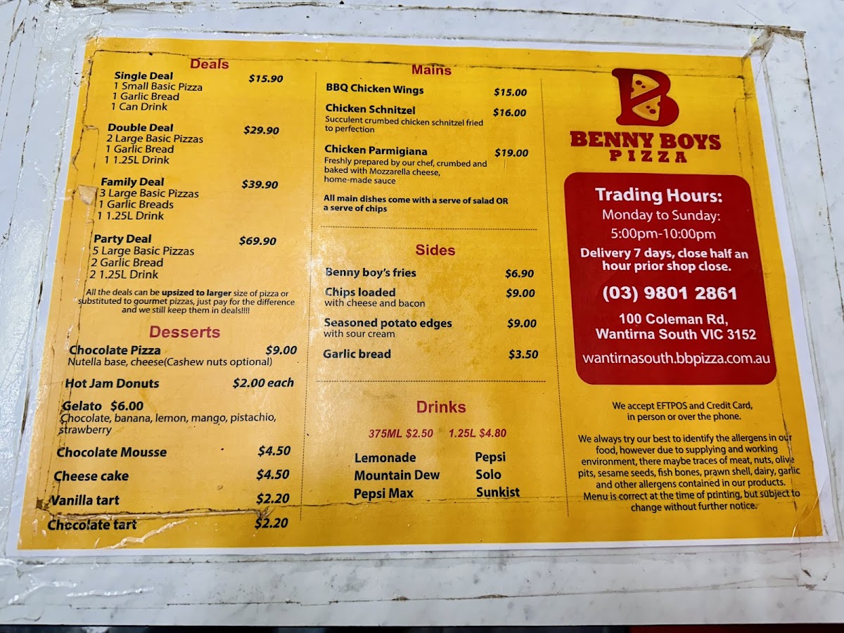 Menu Benny Boy's Pizza-3