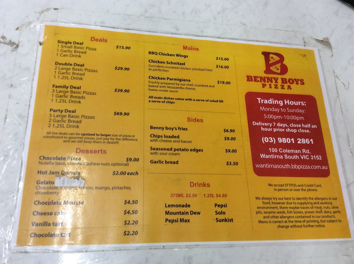 Menu Benny Boy's Pizza-6