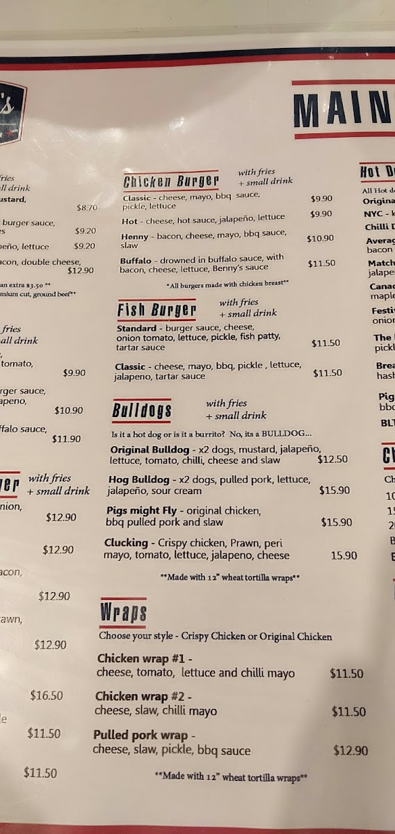Menu Benny's American Burgers - Morphett Vale-6