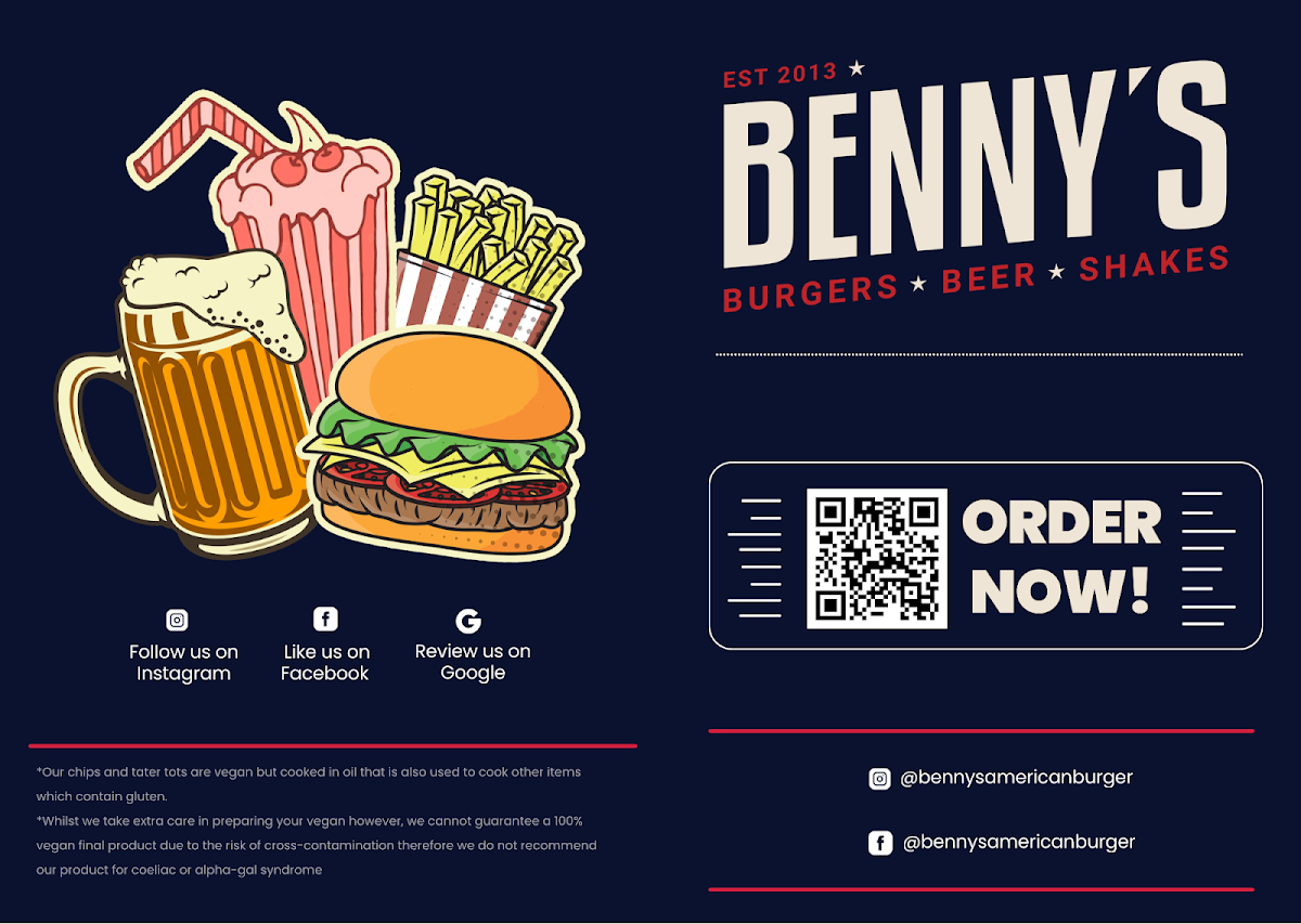 Menu Benny's American Burgers - Morphett Vale-8